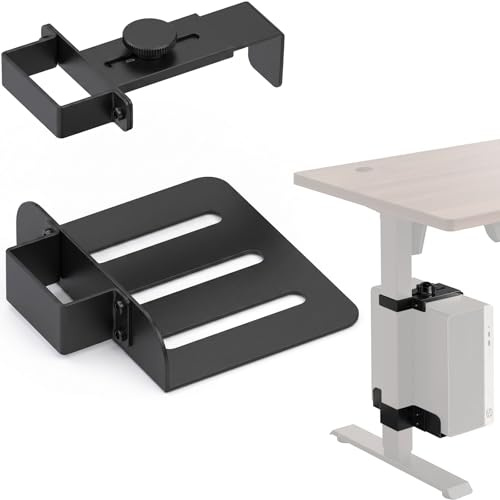 PC Halterung unter Schreibtisch — Computer Halterung für Tischbeine von 65 x 45 mm, CPU Halter aus Stahl für Steh-Sitz-Tische, PC Halterung mit 18 kg Tragkraft, höhen- und breitenverstellbar