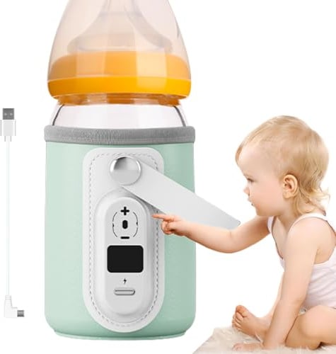 Wireless Bottle Warmer, USB Rechargeable Milk Heater, Portable Warmer with Adjustable Temperature, Feeding Tool, Bottle Heating Cover with Compact Design, Travel Warmers for Home Car Camping