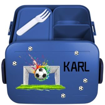 Mepal Personalisierte Bento Lunchbox Take a Break Fußballtor, Brotdose mit Bento Fächern