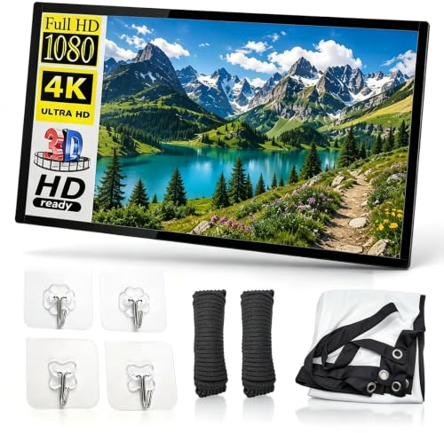 Anti Light Projector Screen, Upgrade 4k 16:9 Hanging Outdoor Projector Screen, Portable ALR Projector Movies Screen, Cinematic Theater Display Easy Install for Home Theater Office (150in,Basic)