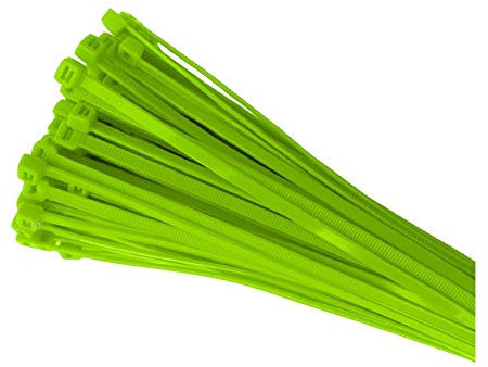 100 x Fluorescent Green Cable Ties 300 x 4.8mm / Extra Strong Zip Tie Wraps