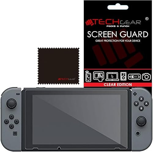 TECHGEAR [Confezione da 3 pellicole protettive per Nintendo Switch, pellicole protettive trasparenti per schermo LCD con panno di pulizia e scheda applicatrice
