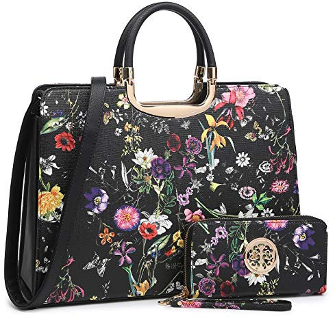 Dasein PU-Leder Geldbörse oberen Griff Taschen für Frau groß Schwarz