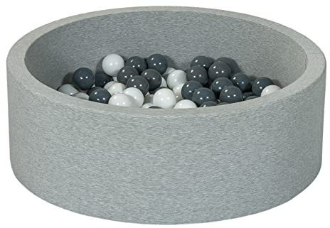 Velinda Piscine a balles pour Enfant, Aire de Jeu + 150 balles (Couleurs des balles: Blanc,Gris)