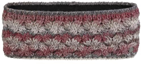 LIERYS Farelle Stirnband Damen - Ohrenschützer mit Wolle - Made in Germany - Headband mit Futter - Ohrenschutz mit Futter - Ohrenwärmer grau-rot One Size