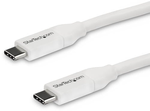 StarTech.com Câble USB-C vers USB-C avec Power Delivery 5A de 4 m - Cordon USB 2.0 Type-C certifié USB-IF - Blanc (USB2C5C4MW)