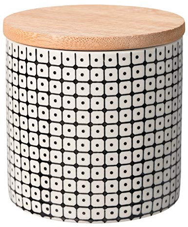 Bloomingville Pot avec Couvercle Carla - Couleur Ø 10 x H 10 cm, Noir, Céramique, Capacité 400 ML