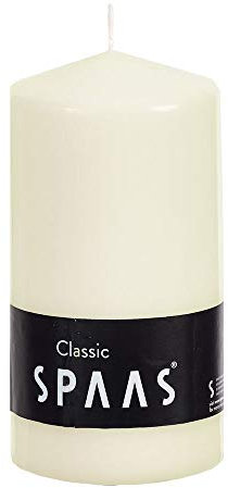 Spaas 12 Unscented Pillar Candles, 45 Hours, Ivory - 60/150 mm, Round, Paraffin Wax, Aluminum Can, Fragrance Free, Long Burning, Indoor, All Season, 1.0 count, 0.600 kg