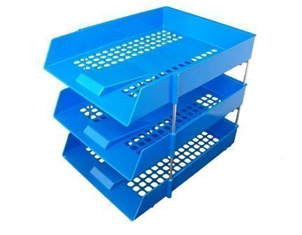 2X 3 x Blue in/Out Letter Filing Trays with Risers 8 Nos