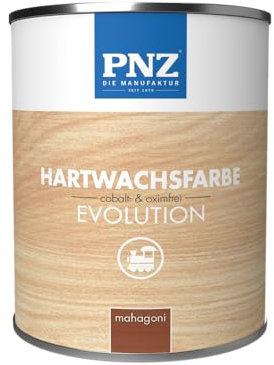 PNZ Hartwachsfarbe evolution für Innen | Nachhaltig hergestellt mit regionalen Rohstoffen | besonders strapazierfähig | Arbeitsplatten, Holzmöbel, Holz-Boden, Gebinde:0.75L, Farbe:mahagoni