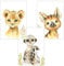 Olgs Kinderzimmer Bilder 3er Set | Poster Deko Wandbilder Safari Wandposter DIN A4 | Wanddeko für Babyzimmer | Babys Löwe Erdmännchen Wildschwein