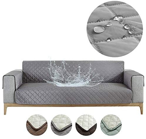 Carvapet Sofabezug wasserdichte Sofaüberwurf Antirutsch Sofahusse Schutz vor Haustier Katze Hunde Sofa überwurf Couch überzug für Sofa (Grau, 2 Sitzer)