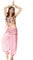 Wuchieal Bauchtanz Kostüm Damen Phantasie 4 Teile Bauchtanz Outfits Kostüm (Pink, One Size)