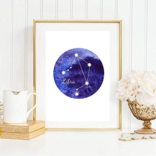 Din A4 Kunstdruck ohne Rahmen - Sternzeichen Horoskop Waage Libra Astrologie Sterne Sternhimmel Sternbild Druck Poster Deko Bild