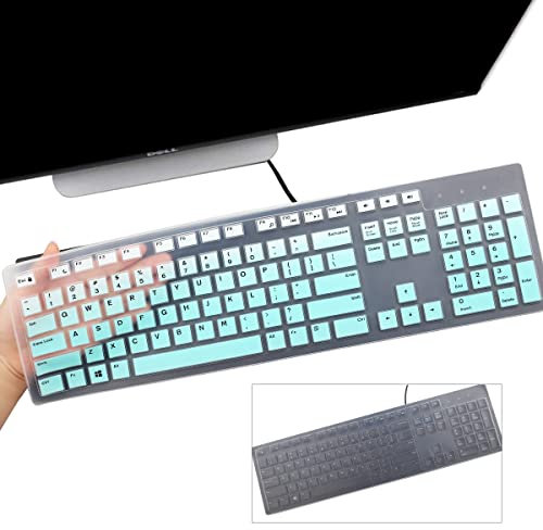 i-Tensodo Tastatur-Abdeckung für Dell KM636 und KB216 kabellose Tastatur, Optiplex 5250/3050/3240/5460/7450/7050, Inspiron AIO 3475/3670/3477 All-in-One Desktop, Mintgrün + Transparent, 2 Stück