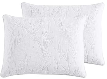 Tommy Bahama Home | Costa Sera Collection | 100% weiche, gebürstete Baumwolle, vorgewaschen für Weichheit, 2er Pack King Sham Set für Schlafzimmer Dekor, 53,3 x 94 cm, weiß