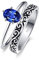 BONLAVIE 925 Sterling Silber Vintage geschnitzt Verlobungsring-Sets für Frauen erstellt blauen Saphir Ewigkeit Eheringe Größe 57(18.1)