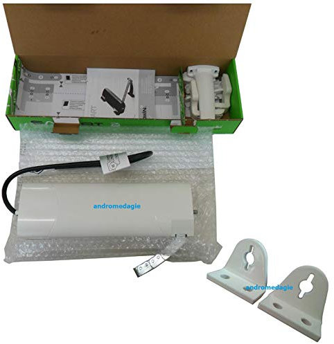 SMART 24V BIANCO + STAFFE DI SUPPORTO PER ABBAINO BIANCHE Attuatore elettrico a catena per l'apertura e chiusura di serramenti a Vasistas verso l'interno, in legno, PVC e alluminio