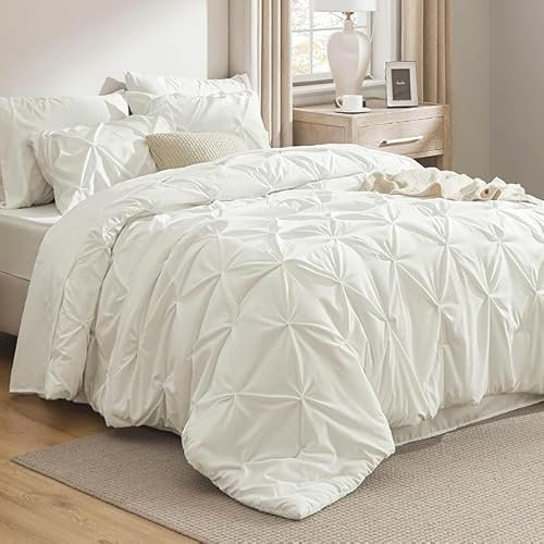 Luxury Alford Alexander Pin Tuck Pinch Pleat Duvet Quilt Cover Reversible Diamond Bedding Set With Matching Pillowcases Cream King 230cm x 220cm Approximate
