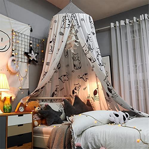 Baby Baldachin Betthimmel, Kinder Babybett Betthimmel, Hängendes Kuppel Mückennetz Prinzessin Prinz Spielzelte Dekoration für Bett und Schlafzimmer (Weiß)