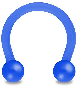 Treuheld® Hufeisen Piercing aus Kunststoff | Farbe: Blau | Größe: 1,2 x 8 mm (Kugeln: 3mm)