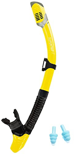 Supertrip Trockenschnorchel Erwachsene Unisex Trocken Snorkel Schnorchel mit Ventil zum Schnorcheln Schnorchelrohr mit weichem Mundstück Ohrstöpsel