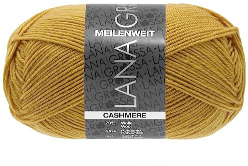 LANA GROSSA Meilenweit 50g Cashmere | Sockenklassiker, waschmaschinenfest | Handstrickgarn aus 70% Schurwolle (superwash), 25% Polyamid & 5% Kaschmir | 50g Wolle zum Stricken & Häkeln | 210m Garn FB46