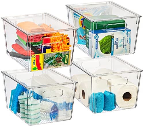 CLEARSPACE Plastic Storage Bins with Lids – Perfect Kitchen Organization – Fridge Organizer, Pantry Organization and Storage Bins, Cabinet Organizers (4 Pack)