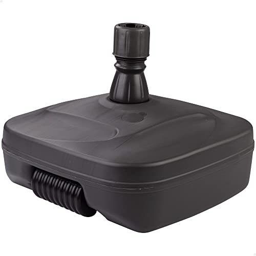 AKTIVE 61134 - Base sombrilla terraza exterior rectangular negra, Resistente al agua y a los rayos del sol, Base parasol con depósito de agua o arena, con rueda para fácil traslado, 37kg