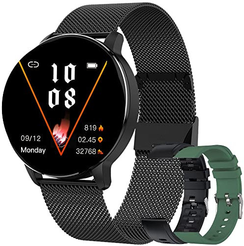 YESFINE Montre Connectée Homme, Smartwatch Compatible Samsung Huawei Xiaomi Android iOS Podometre Montre Sport Cardiofrequencemetre Etanche IP67 GPS Partagé Sport Notification de Message(Noir)