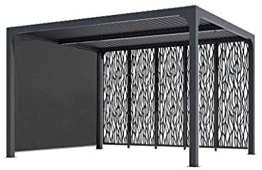 Habrita Foresta Pergola bioclimatique + Rideau Manuel côté + Panneaux moucharabieh - 10,80 m2 - Alu
