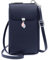 HNOOM Sac Téléphone Portable Femme Portefeuille RFID Blocage Petit Sac Bandoulière Pochette avec Porte-Monnaie, 10 Porte Carte, Bandoulière et Dragonne (Bleu Foncé)