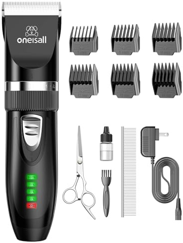 oneisall Quiet Cat Clippers for Matted & Long Hair, 2-Speed Cordless Pet Shaver Grooming Kit for Cats, Small Dogs & Animals (Black)