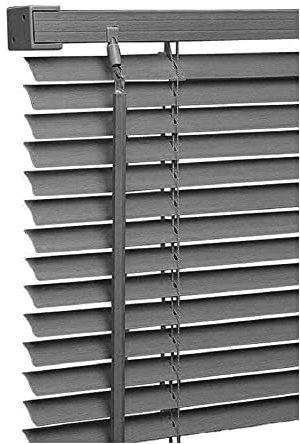 Grey Colour - PVC Plain window Venetian Blinds - 25mm Slats -Included Open/ Close Wand Control Mechanism, 75cm Width x 150cm Drop