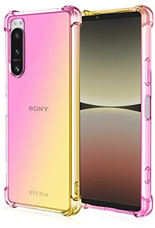 HONLEN Coque pour Smartphone, Compatible with Sony Xperia 5 IV Étui, (6.1 inches) Transparente Dégradée TPU Silicone Quatre Coins Renfort d'angle Case