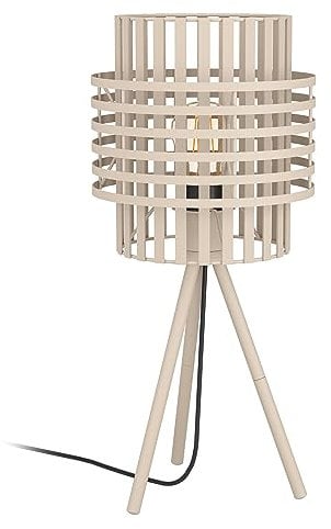 EGLO Tischlampe Oltamar, Stativ Nachttischlampe, elegante Dreibein Tischleuchte aus Metall in Sandfarben, Deko-Lampe mit E27 Fassung