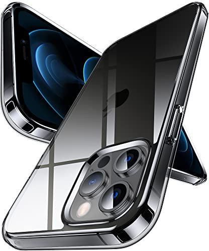 DASFOND Hülle für iPhone 12/12 Pro, Crystal Clear Nie Vergilbung Cover Transparent stoßfest Ultra dünn Handyhülle, Anti-Scratch Klar Rückseite Handyhülle Flexibel Hard Case, Schwarz
