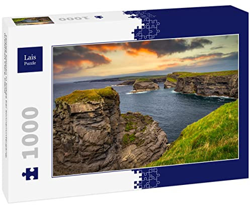 Lais Puzzle Felsige Klippen in Kilkee bei Sonnenuntergang, Grafschaft Clare. Irland 1000 Teile