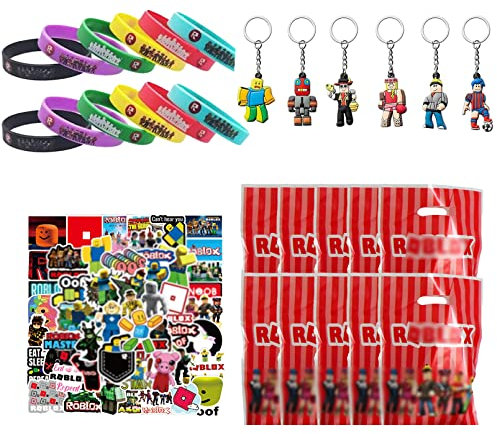 PYTRARTY Gadget Robllox,Gadget per Feste di Compleanno Robllox,Braccialetto Silicone per Bambini, Portachiavi Robllox,Sacchetti Regalo Robllox,Robllox Adesivi,Accessori per Feste