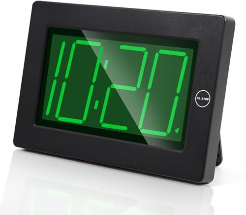 Timegyro LED Battery Wall Clock, Visable in the Night, No Plug In, Large Display Digital Wall Clock, Adjustable Brightness