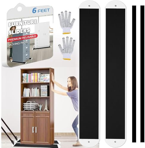 2 Stück Möbelgleiter, große Möbelschieber, Möbelschieber, Teppichumzüge, Tisch-Schreibtisch-Umzüge, zum Bewegen schwerer Möbel, Schränke, Tresoren und mehr auf Teppichböden, 1,8 m Länge
