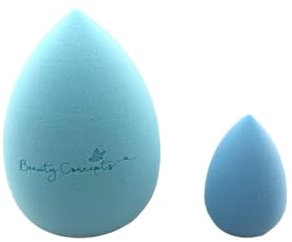 Éponge de maquillage pour fond de teint liquide, poudre, crème solaire et crème, 1 grosse éponge, 1 petite éponge (bleu layette)