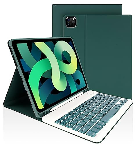 LAMA Smart Keyboard Case for iPad Air 11 (M3 2025 / M2 2024) & iPad Pro 11 (4th/3rd/2nd/1st Gen), Wireless Keyboard Case with Pencil Holder for 10.9 Air 4th/5th Gen, Dark Green