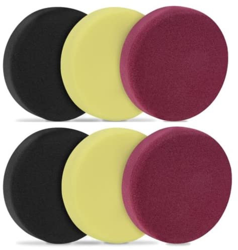 AutoFullCar FullCarX Polierschwamm, 6-teilig, 150 mm, flach, Polierschwamm, Autopolier-Set, Polierschwämme für Autopoliermaschine, 3 Schnittstufen
