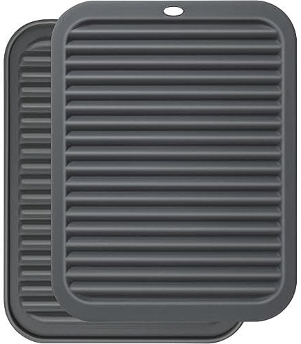 HAUSPROFI Trivets for Kitchen Worktops, Silicone Mats for Hot Pans, Heat Proof Mat and Worktop Protector, 23 x 29cm Foldable Thick and Soft Silicone Pad, Gray