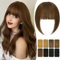 RUWISS Clip in Pony 100% Haarteil Echthaar Clip in Bangs mit Schläfen Remy Echthaar Fringe Dickes Bangs für Frauen Pony Extension Echthaar für Damen(Mittelbraun)