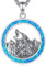 INFUSEU Wolf Kette, 925 Sterling Silber Tierliebhaber Anhänger Talisman Schmuck Wikinger Wolfskopf Wolf Totem Amulett Blauer Opal Anhänger Odins Wölfe Medaillon Geschenke für Frauen Herren