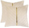 Tosleo 2 Stück Samt Kissenbezüge 55x 55 cm Dekorative Kissenhülle mit Gold Leder Luxus Moderne für Wohnzimmer Schlafzimmer Sofa Kissen Bett Creme