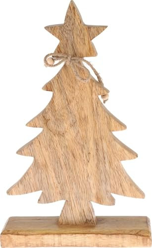 ZauberDeko Weihnachtsbaum Tannenbaum auf Fuß Tischdeko Braun Holz Weihnachten Deko 31cm