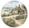 Dessous de plat rond en verre texturé avec pieds antidérapants - Motif campagne rurale - 20 x 20 cm